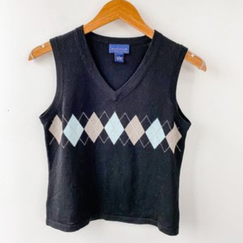 Vintage Ann Taylor Argyle Sweater Vest - Size S